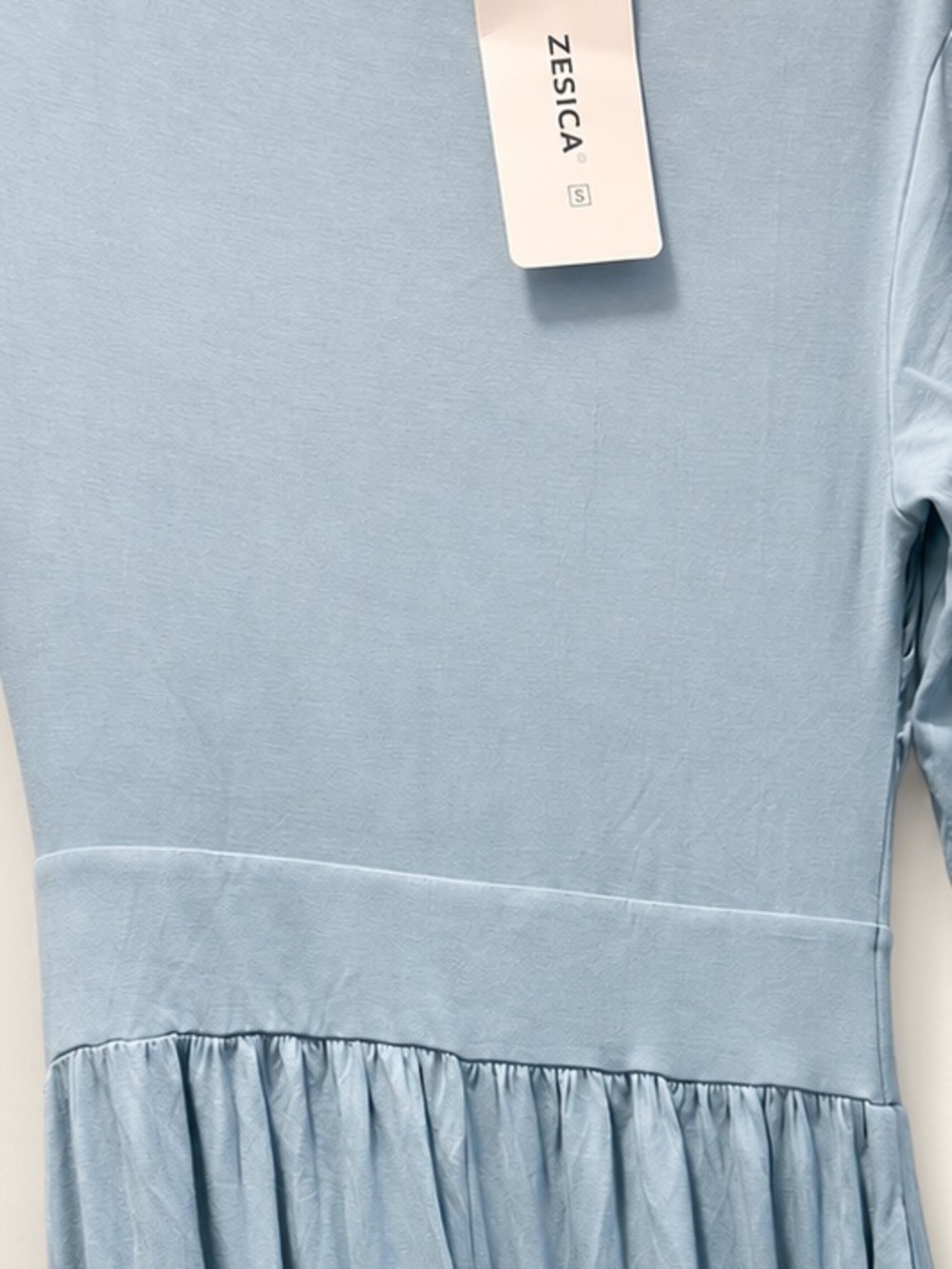 Zesica Girls' Pale Blue Long Sleeve Gathered Dress